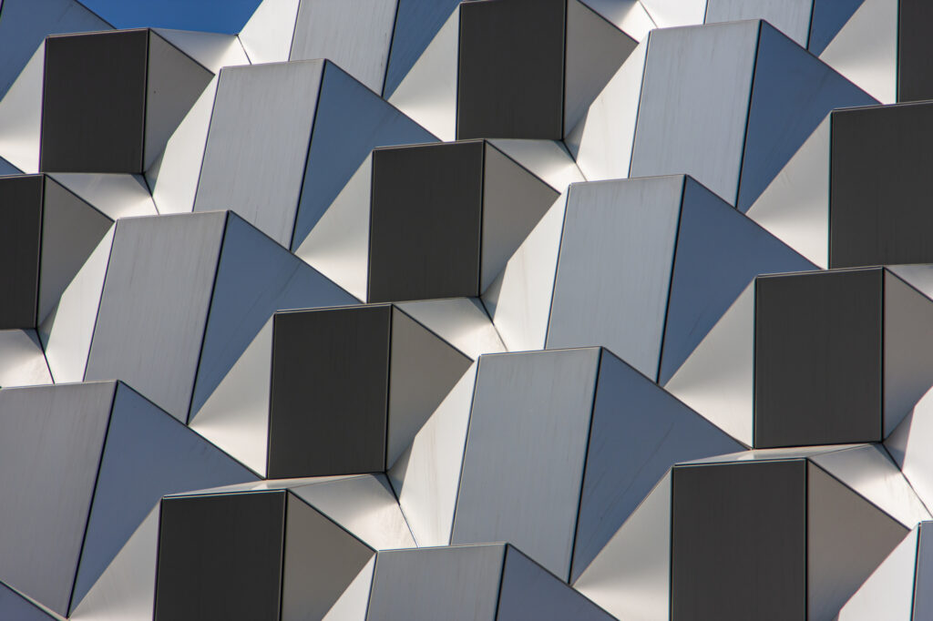 modern facade elements in geometric shapes for a background structure